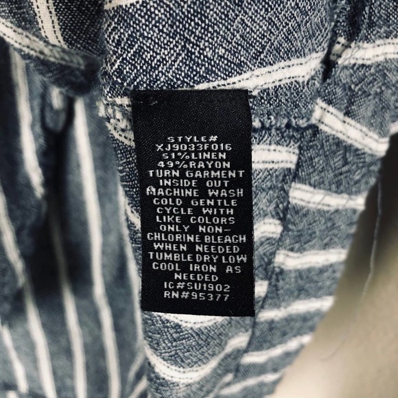 Sanctuary Blazer Jacket Blue White Stripe Linen Blend High Low Pockets Sz Large - Picture 7 of 15